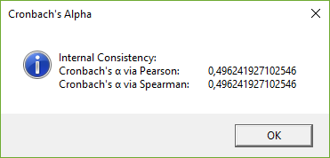Screenshot: Cronbach's Alpha